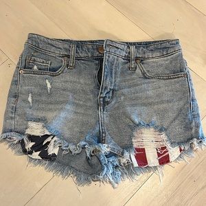 High Rise American Flag Shorts